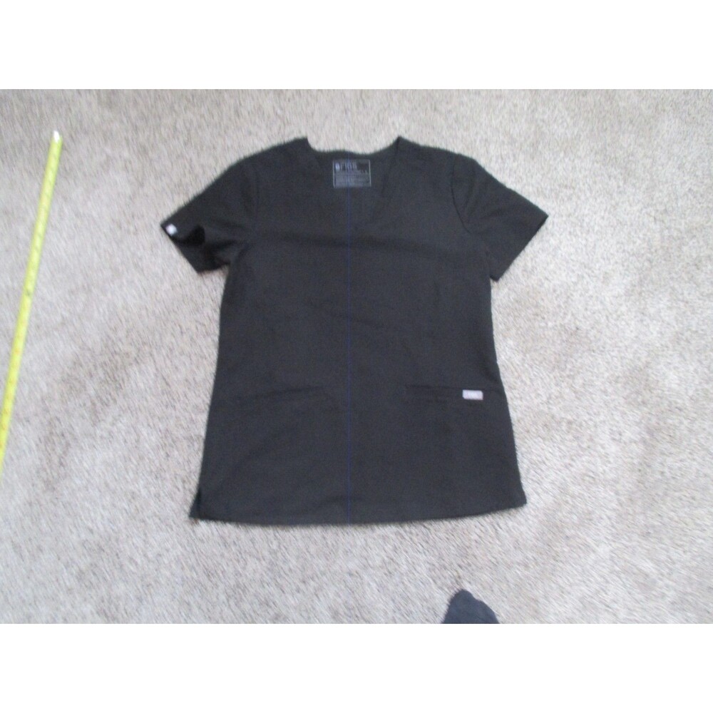 FIGS Technical Collection Scrub Top S Black Solid Polyester Blend